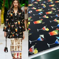 cocktail glass printing polyester fabric cloth 145 cm width womens children shirt dress clothing fabric alibaba express
