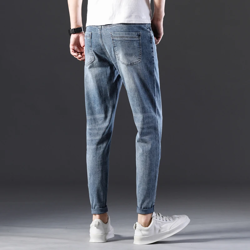 Джинсы kstun Мужские штаны светло-голубые эластичная резинка на талии зауженные
