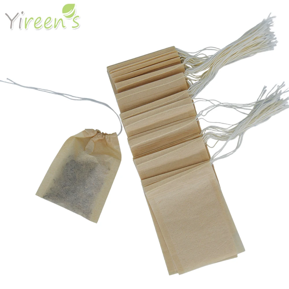 

1000pcs 60 X 80mm Wood Pulp Color Filter Paper Tea Infusers Food Grade Tea Set Strainers With Strings No Bleach Custom Tag