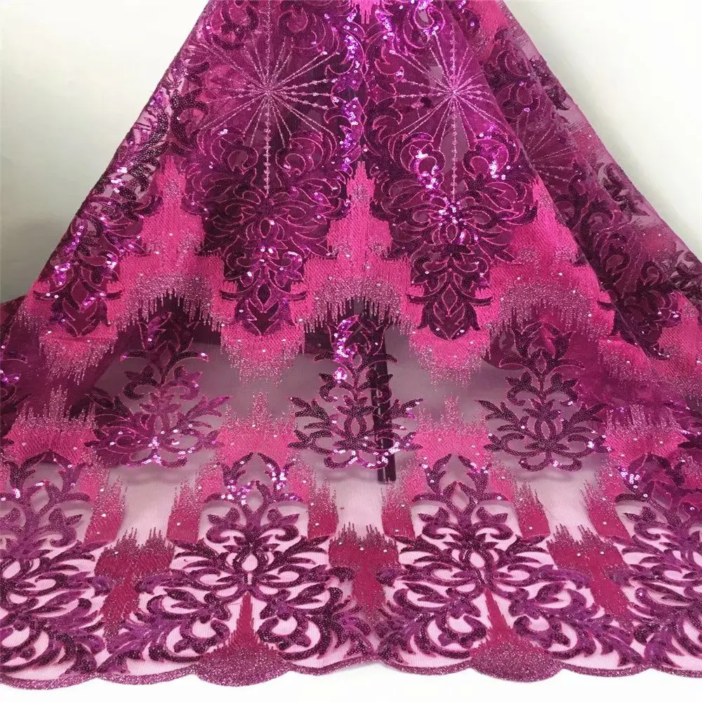 

Latest French Nigerian Laces Fabrics High Quality embroidered Tulle African Laces Fabric for Wedding dress HSMA133