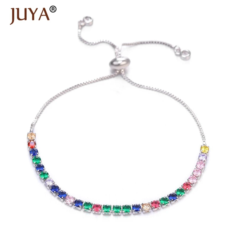 Pulseras mujer 2019 Женская мода Радуга Цвет Золото Серебро Регулируемая цепь AAA