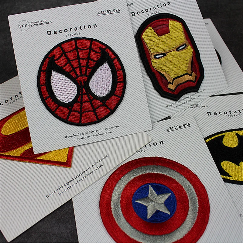 

Marvel Iron man spiderman captain America superheroes patches anime cartoon clothes patches Garment stickers embroidery clothing