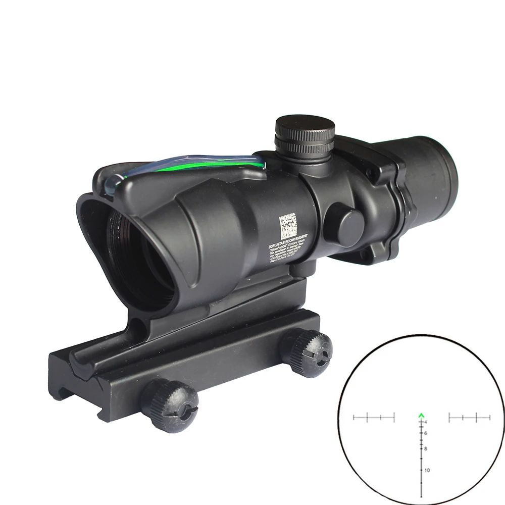 green fiber Охотничий Прицел ACOG 4X32 настоящий красный зеленый волоконный оптический прицел с подсветкой шеврон сетка тактический оптический прицел с - Цвет: green fiber
