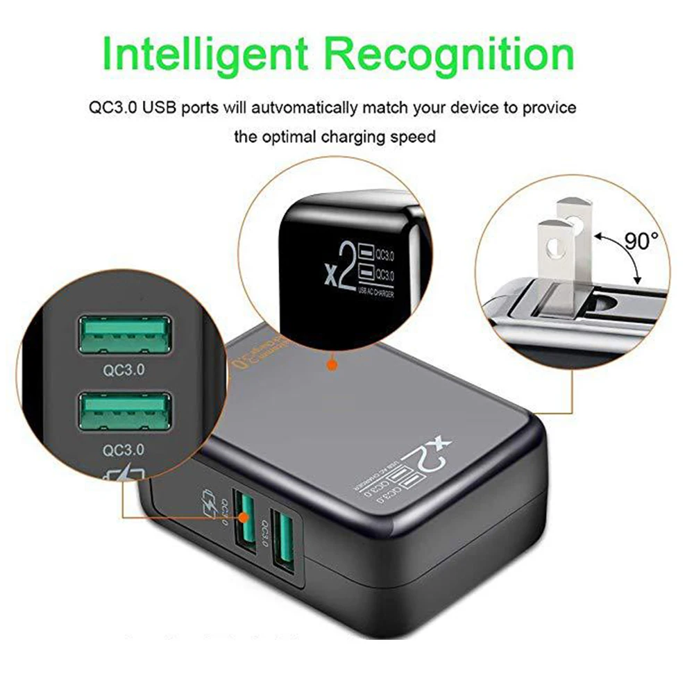 Dual-port QC3.0 Fast Charging 18W Wireless Charging Power Adapter for the iPhone/iPad/pixel/Samsung/Huawei/Millet/One Plus/LG