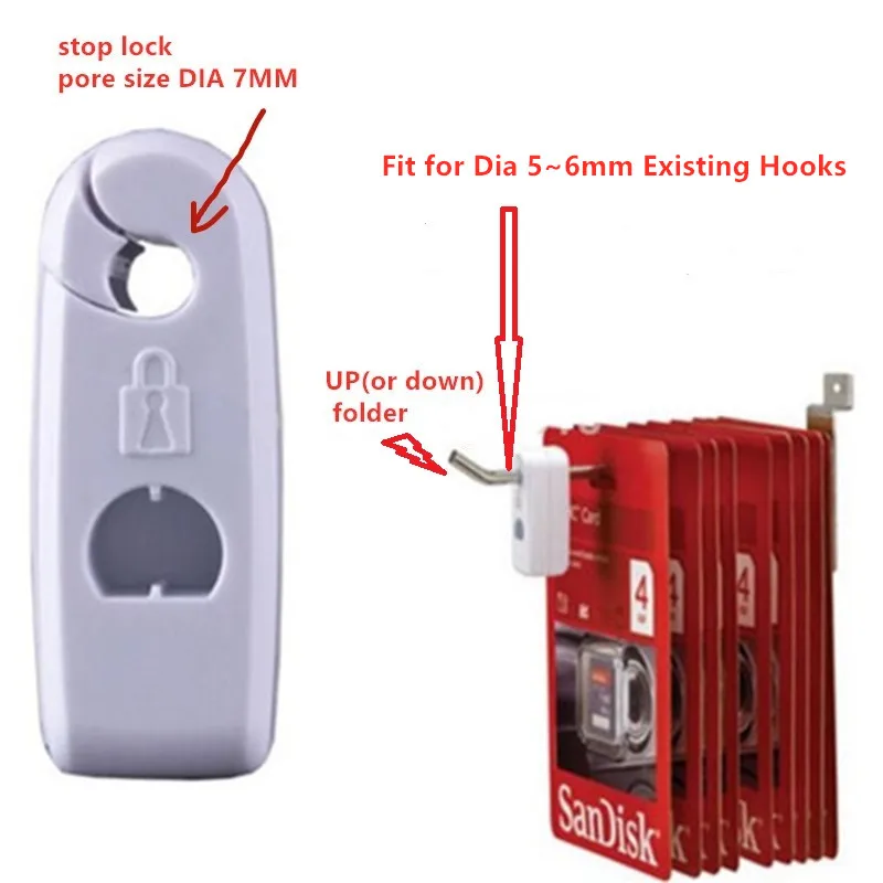 500x Stoplock For EAS Plastic Retail Shop Display Hook Anti Sweep Theft Lock Catch Pegboard Slatwall With Magnet Unlock Key enlarge