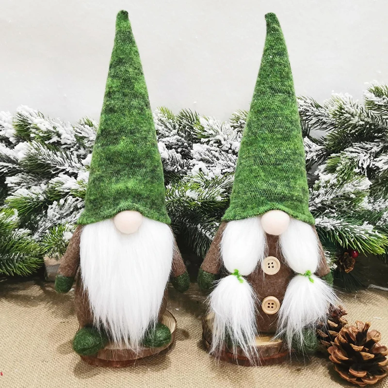 

2021 New Green Long Hat Christmas Doll for Home Decor Faceless Old Man Elf Living Room Ornaments for Kid's Gift 11 Inch