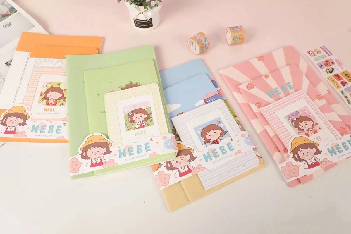 

Hello, Hua Xiao Xi Car Line Book 3 Piece Notebook Set And Art Cartoon Writing Diary Notebook