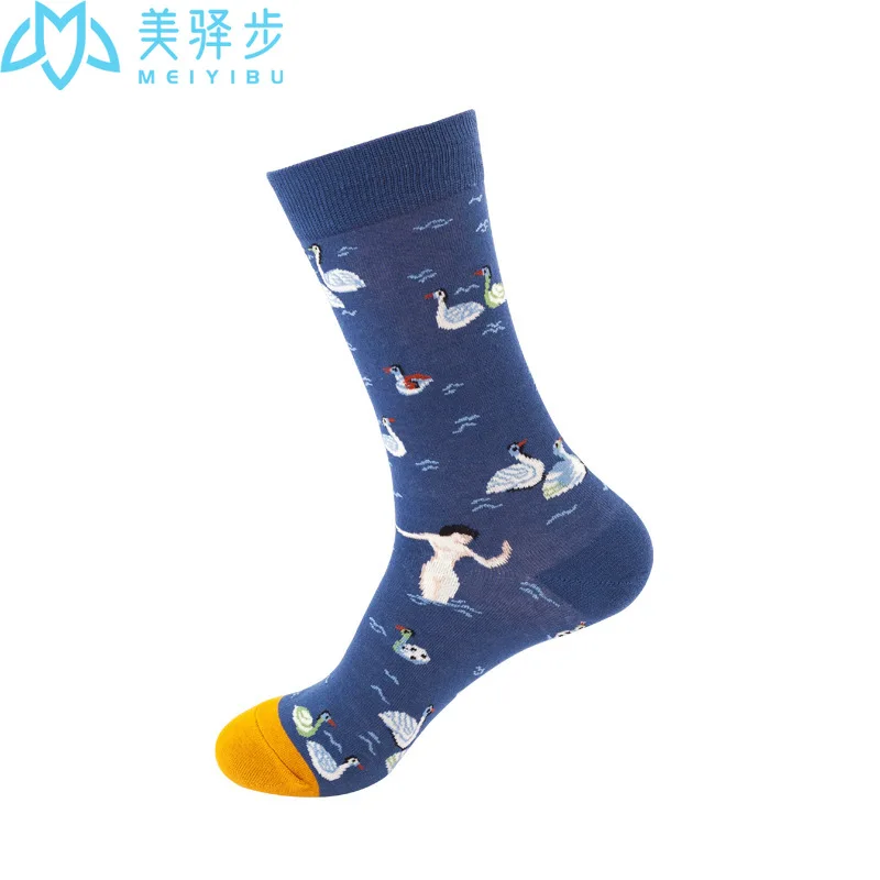 5 pairs per set Couple's Fashion Socks Harajuku Mid-Tube Stockings Men's Fashion Socks