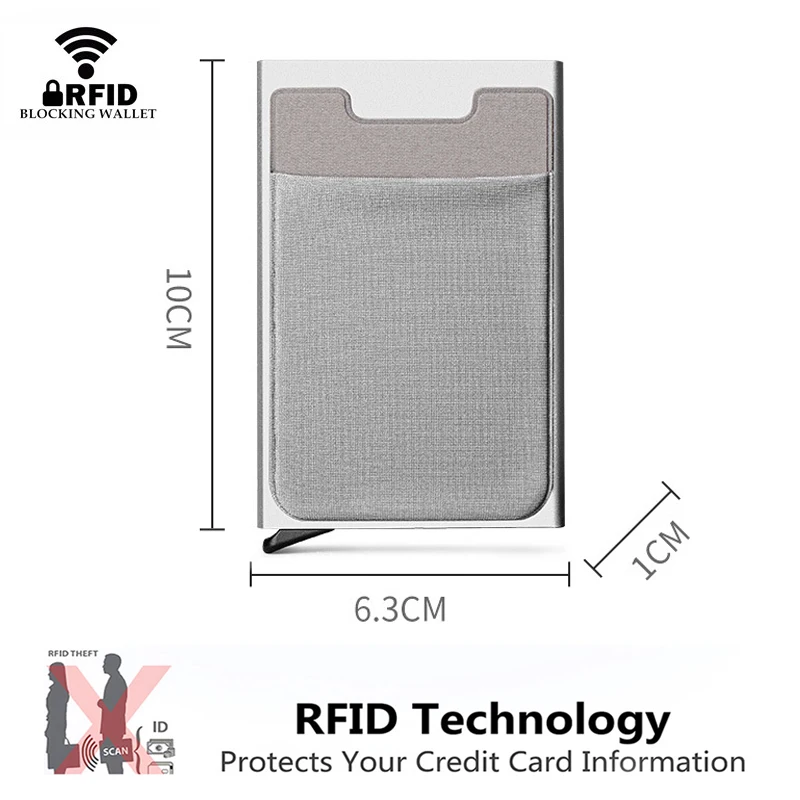 Кожаный кошелек с наклейками DIENQI тонкий мужской Rfid защитой от кражи алюминиевый