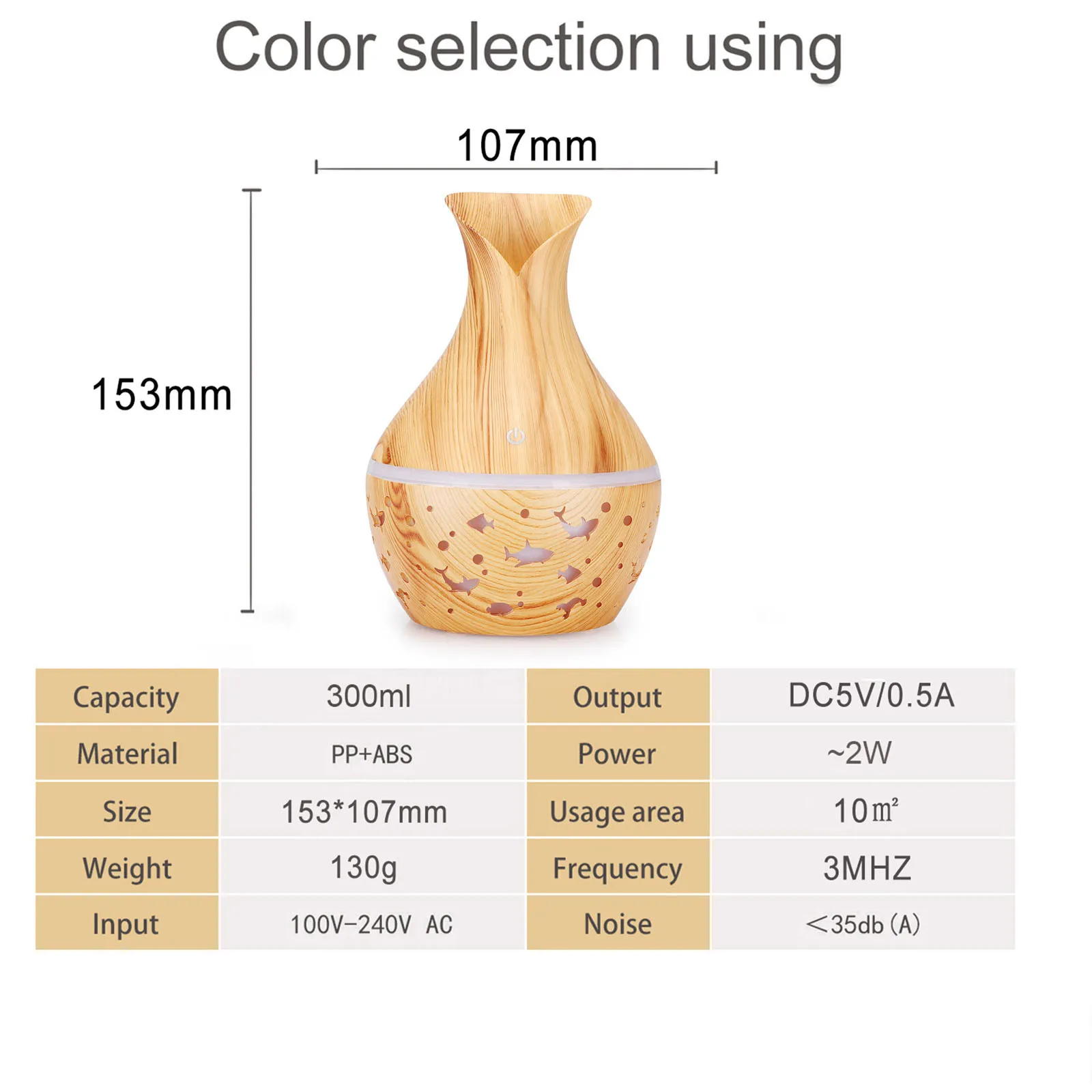 

2021 New Aroma Diffuser Aromatherapy Wood Grain Essential Oil Diffuser LED Color Light Conversion Aroma Cool Mist Humidifier