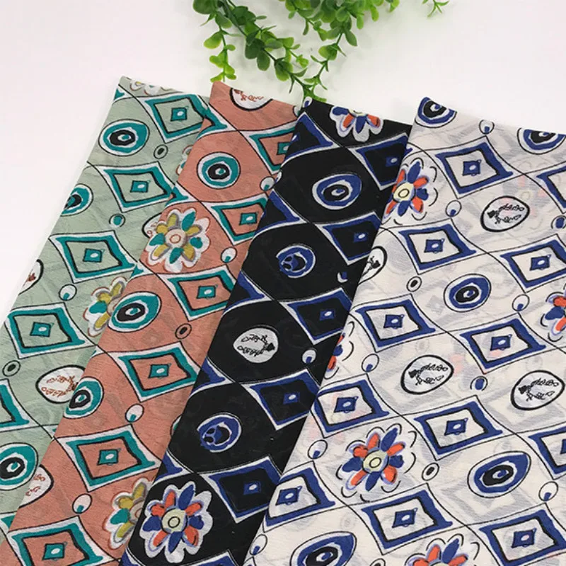 Атласная принтованная шифоновая ткань полиэстер Платье Набор сделай сам DIY ткани