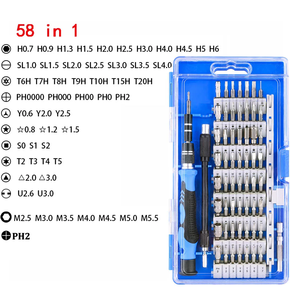 58 in 1 Vastar 110/115 в 1 Прецизионная отвертка, Мини электрическая отвертка, Набор для Iphone, huawei, планшета, Ipad, домашний набор инструментов - Цвет: 58 in 1