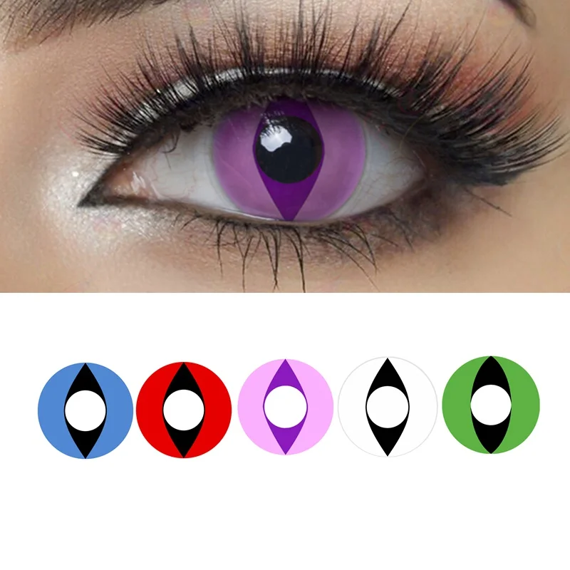 Цветные контактные линзы FreshGo для Хэллоуина кошачий глаз гепарда косплея