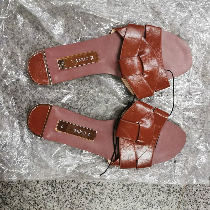 Удобные летние шлепанцы из искусственной кожи Женские в стиле ретро Шлепанцы без