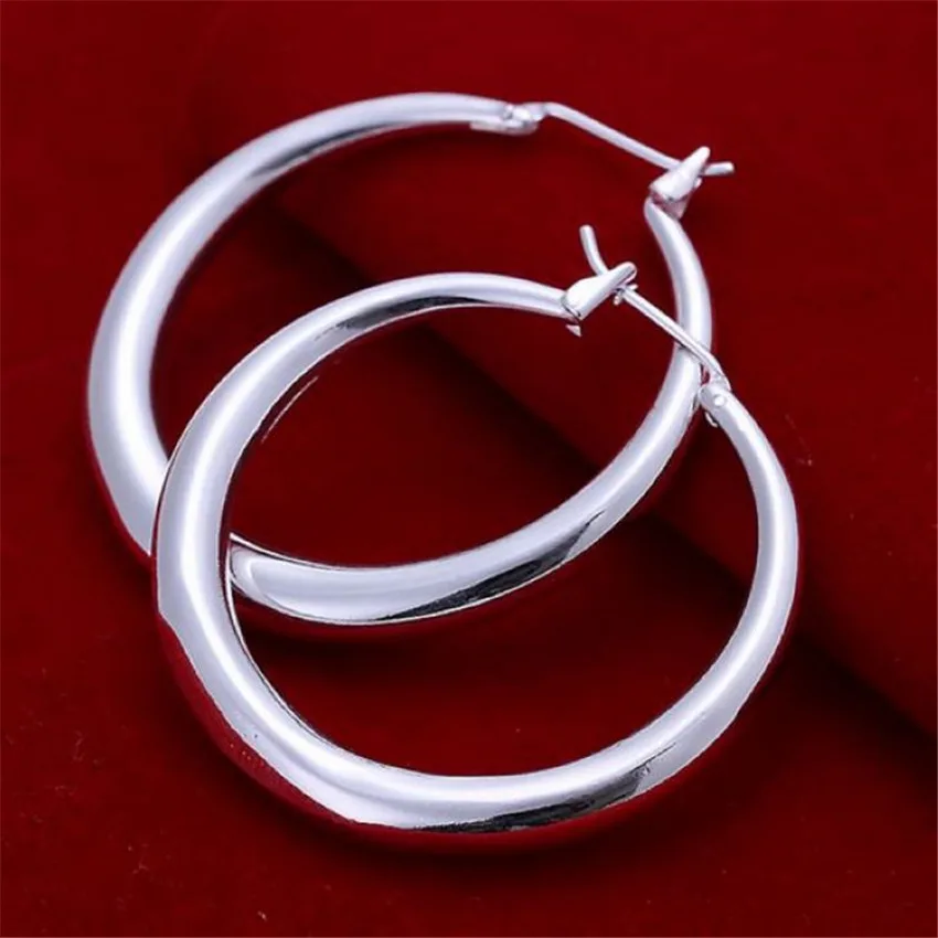 

925 Sterling Silver Classic Circle Hoop Earring For Women Party Gift Fashion Charm Wedding Jewelry
