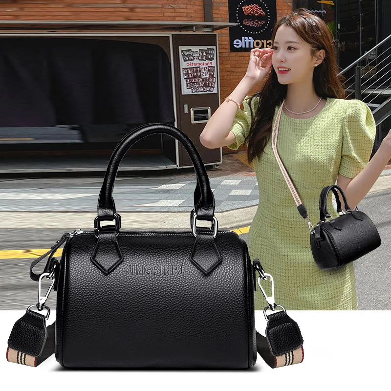 

Fashion Trend Luxury Designer Handbags For Women Genuine Leather Boston Casual Vintage Tote Shoulder Bags Black Messenger Bag