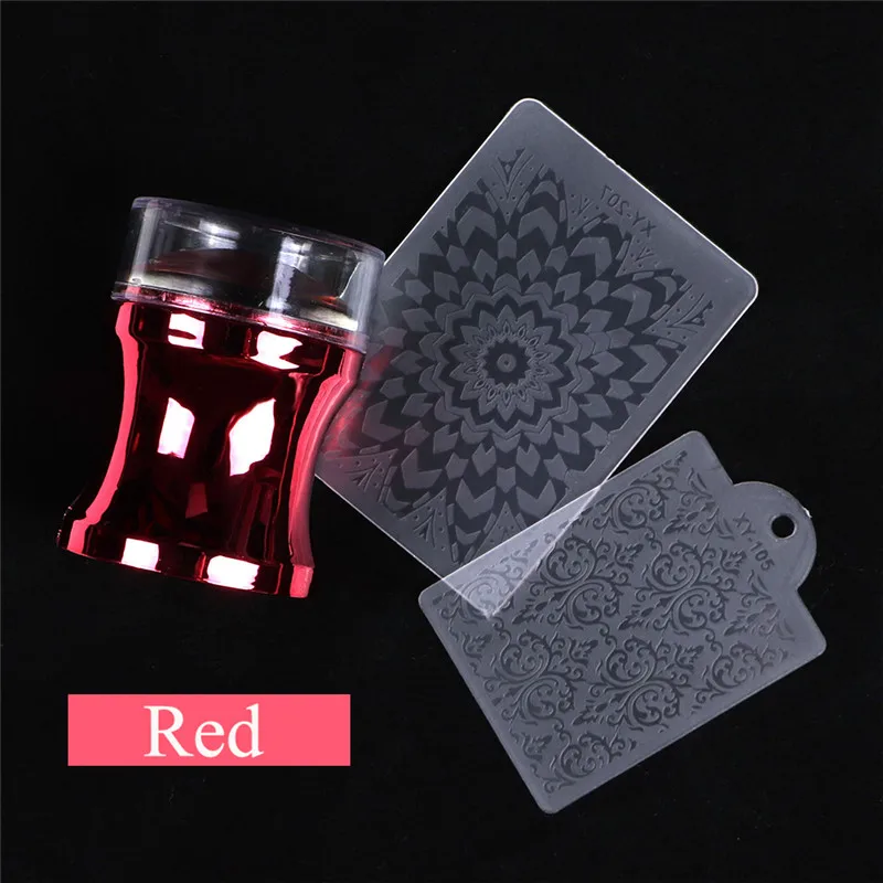 Зеркальный штамп для ногтей набор скребков Прозрачная силиконовая головка