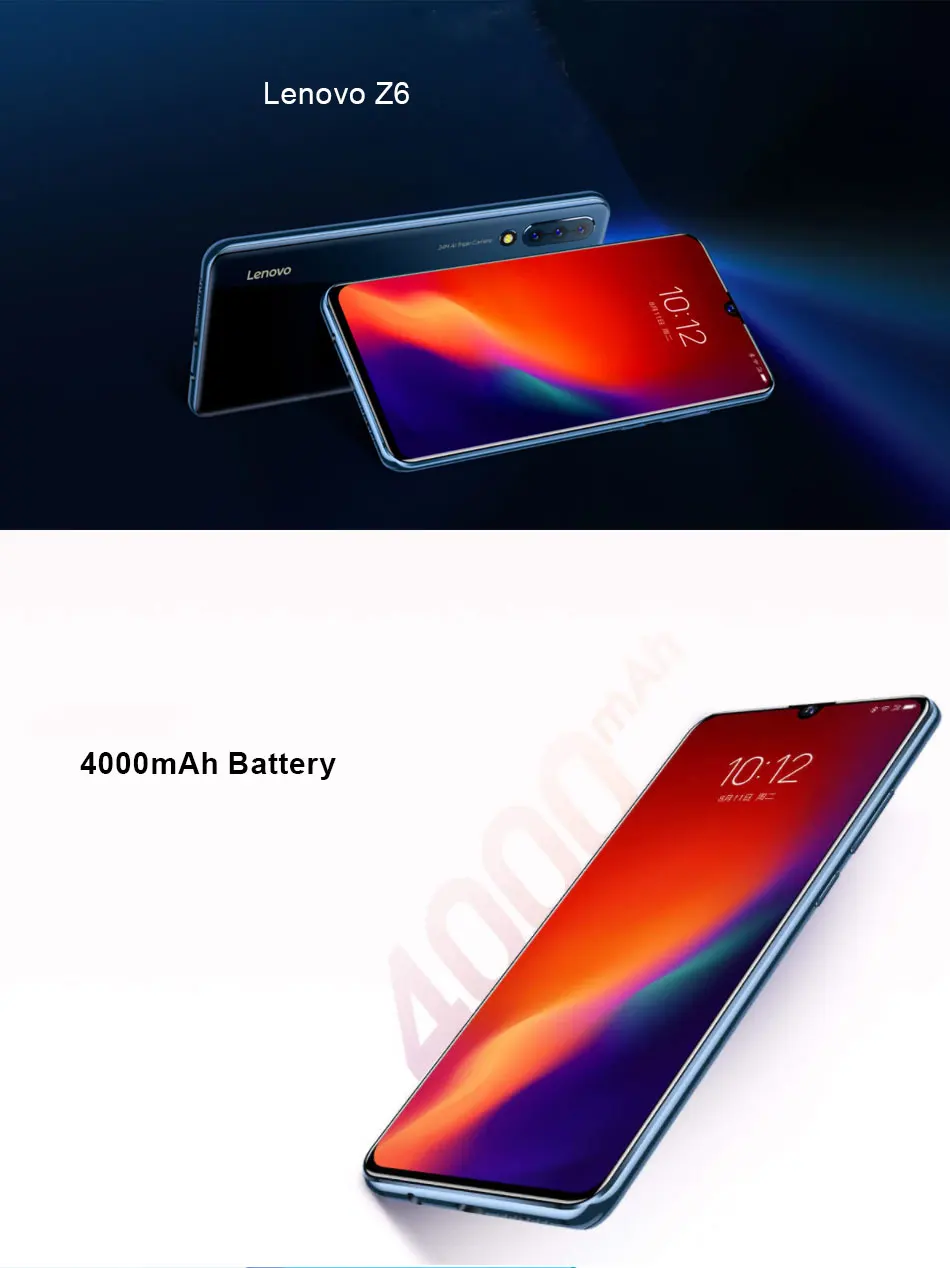 Мобильный телефон lenovo Z6, Восьмиядерный процессор Snapdragon 730, 4G LTE, 6 ГБ/8 ГБ ОЗУ, 64 ГБ, 128 Гб ПЗУ, 6,39 дюйма, 4000 мА/ч, 4 камеры, телефон