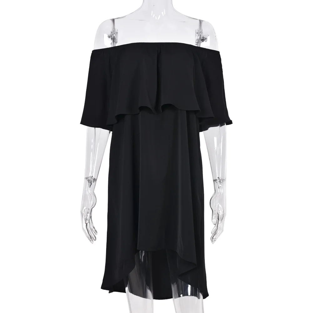 

2021 summer casual loose ruffled one-shoulder ruffled sleeve dress women