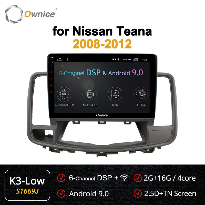 Ownice K1 K2 K3 K5 K6 2 DIN Восьмиядерный Android 8,1 автомобильный gps-навигатор для NISSAN Teana 2008-2012 радио аудио стерео dvd-плеер 4G - Цвет: S1669 K3-Low