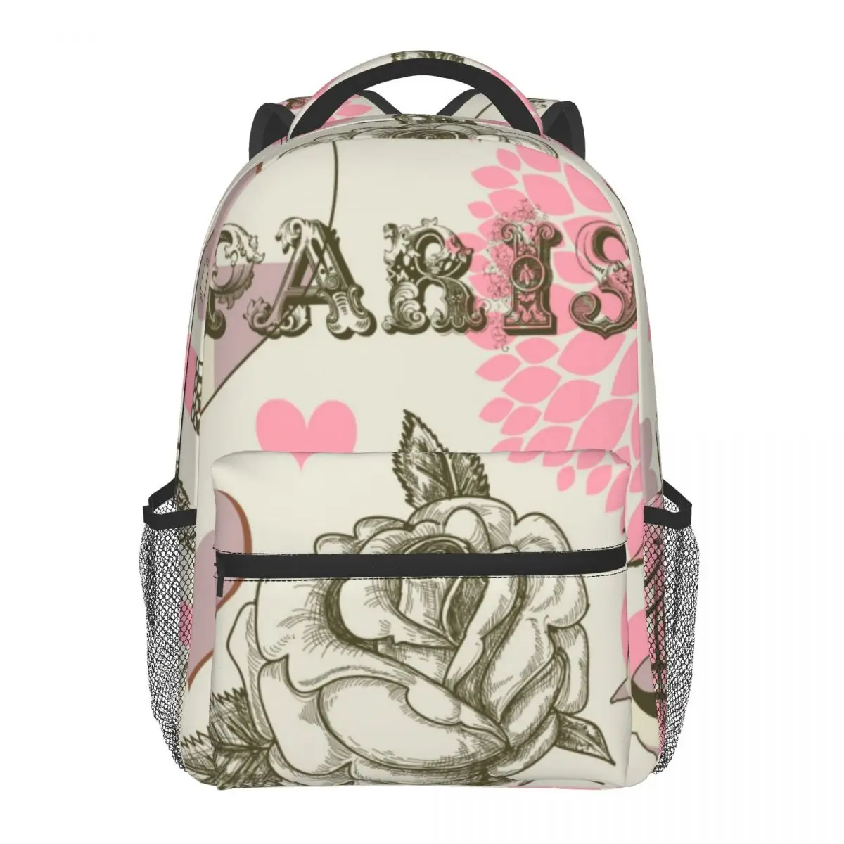 

Paris Pattern Casual Daypack Travel School Bag with Pockets for Women College