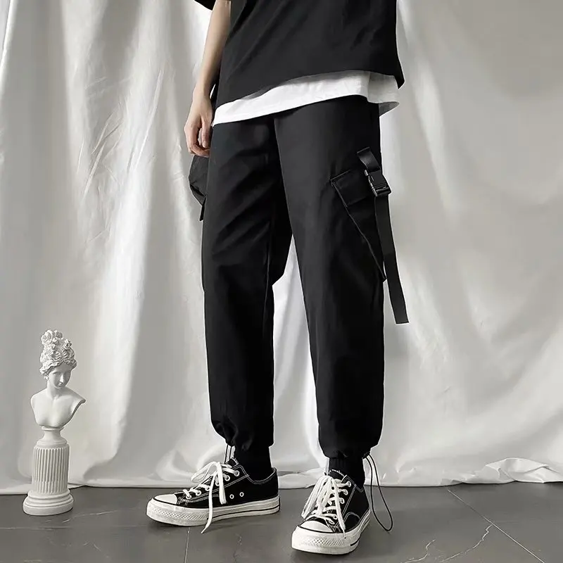 

Spring and autumn casual pants male INS beam foot overalls loose tide brand Hong Kong style wide leg straight trousers