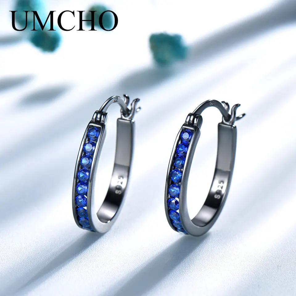 UMCHO Серебро 925 клипсы для женщин Небесно голубой топаз драгоценный камень свадебные обручение ювелирные украшения подарок на день Святого Валентина