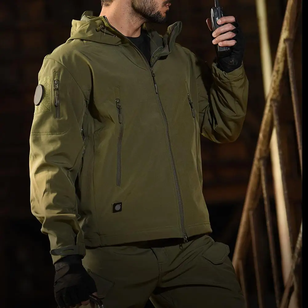 

Men Jackets Windproof Waterproof Windbreaker Faux Fleece Zips Hiking Hooded Coat Jacket куртка 2021