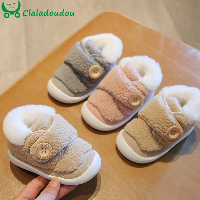 

11.5-14.5cm Baby Girls Boys Toddler Shoes For Winter,Infant Casual Sneakers Shoes With Warm Velvet,Soft Bottom Kids First Walker
