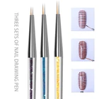 Ручка для ногтей с блестками 3 шт., Набор цветных ручек с крючками для нейл-арта, инструменты для рисования