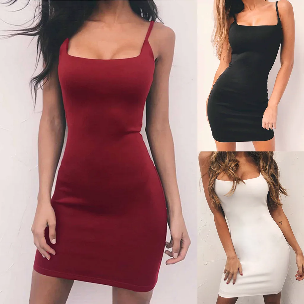 

Women's summer drawstring tight-fitting bag hip solid color sleeveless suspender skirt party club nightclub short mini dress