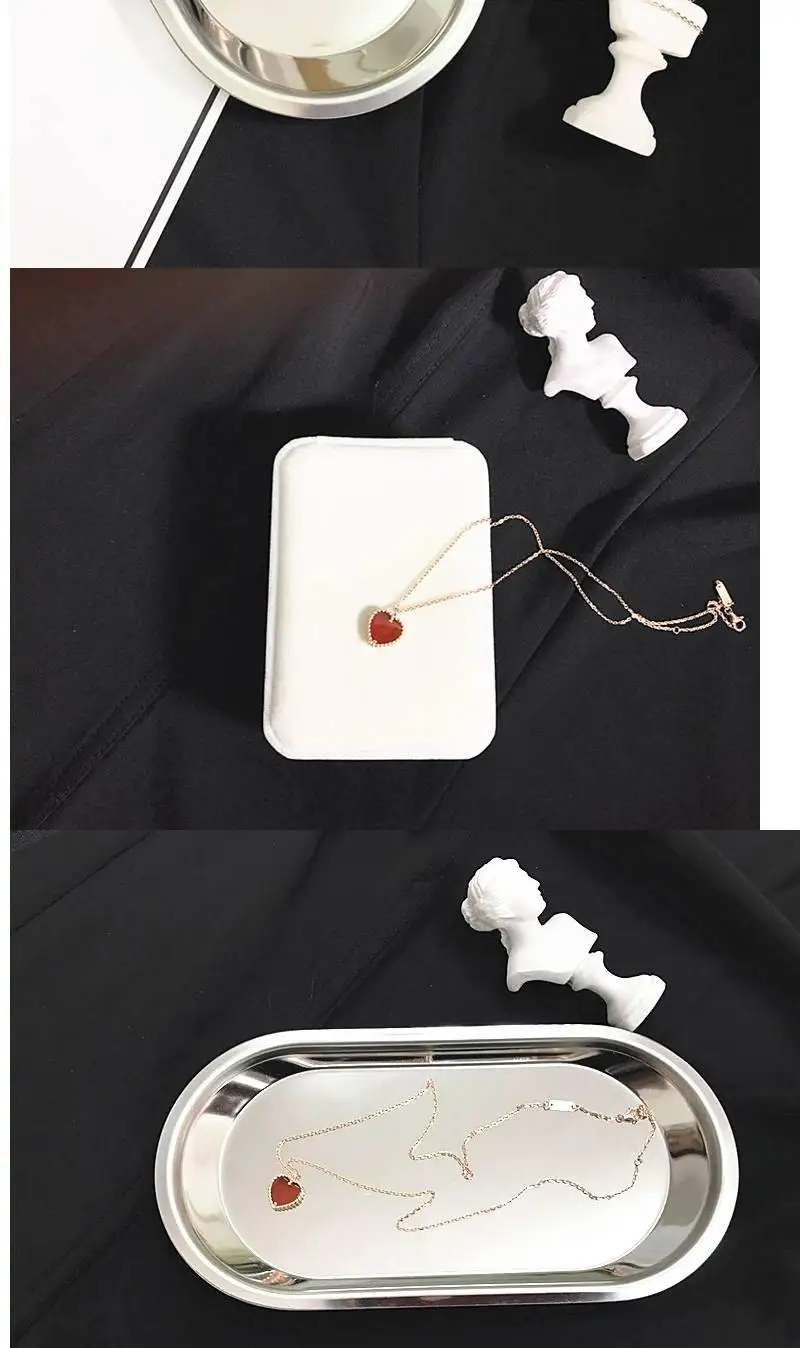 

Red Agate Heart Necklace Women's Rose Gold Japanese and Korean Simple Heart Shaped Clavicle Pendant Accessories