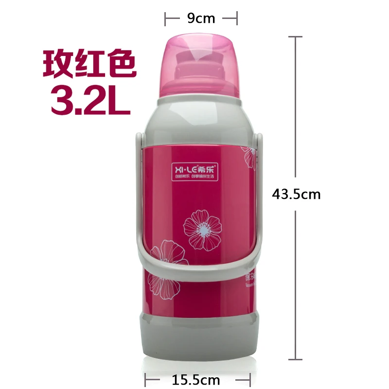 3.2L Rosy 2/3. 2л стеклянный термос, большая емкость, чайник для льда, термос, термос, чайник с крышкой, термосы - Цвет: 3.2L Rosy
