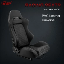 R-EP Universal Racing Car Seat for Sport Car Simulator Bucket Seats Adjustable Black PVC Leather XH-1035-BK