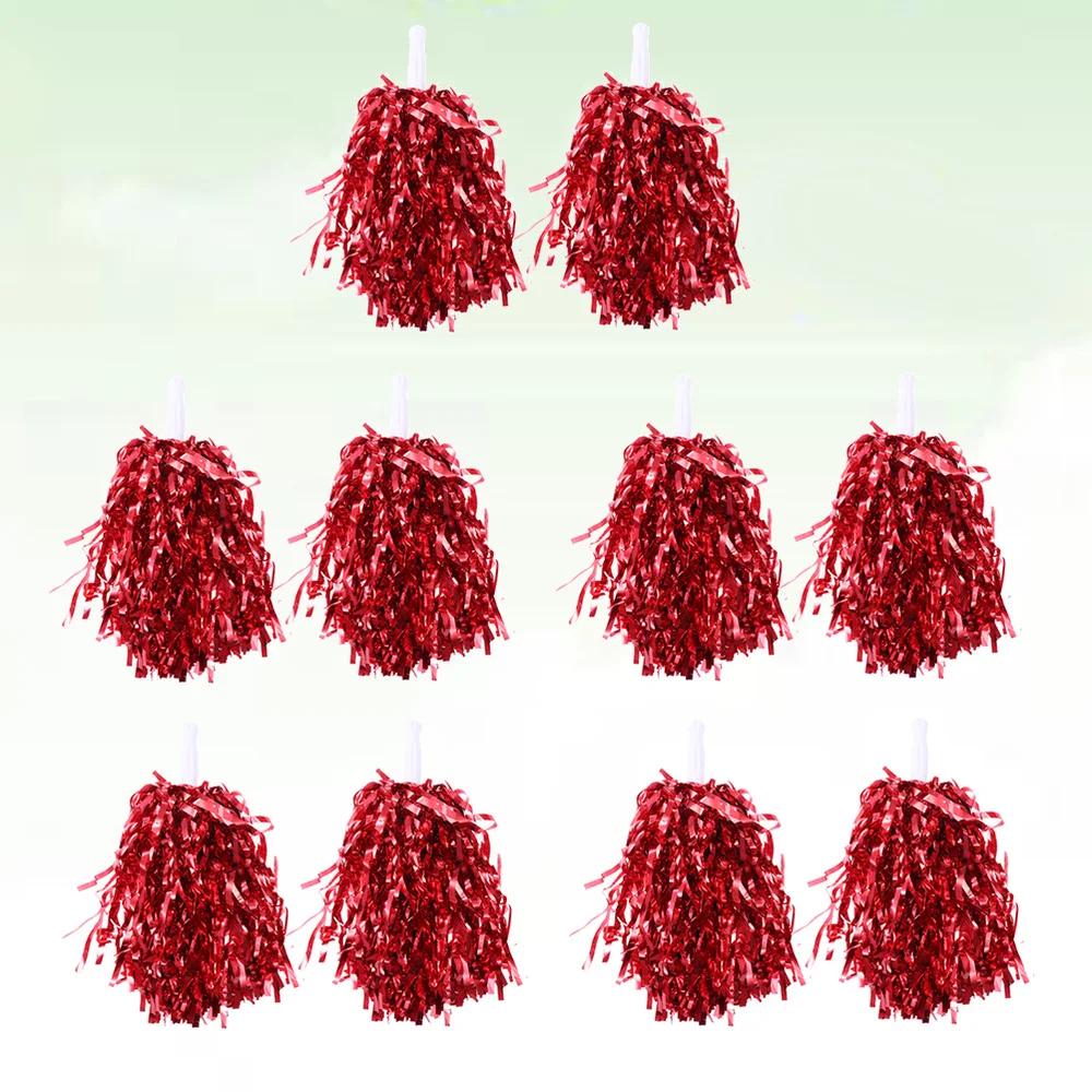 

10 Pcs 25g Cheering Balls Squad Spirited Fun Cheerleading Kit Cheer Poms Cheerleaders Supples with Handle for Competitio