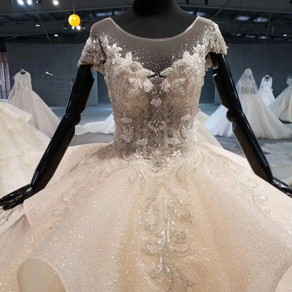 2020 New Princess Ball Gown Wedding Dress Lace For Mother O Neck Short Sleeve Flowers Waves Skirt Bride Vestido De Casamento