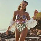 Новинка 2022, сексуальный цельный купальник, женский купальник с цветочным принтом и пуш-ап, пляжная одежда в стиле ретро, открытый летний купальный костюм для отпуска