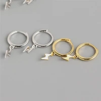 a00669 minimalist unisex huggie lightning stud earrings for women genuine 925 sterling silver punk rock street jewelry