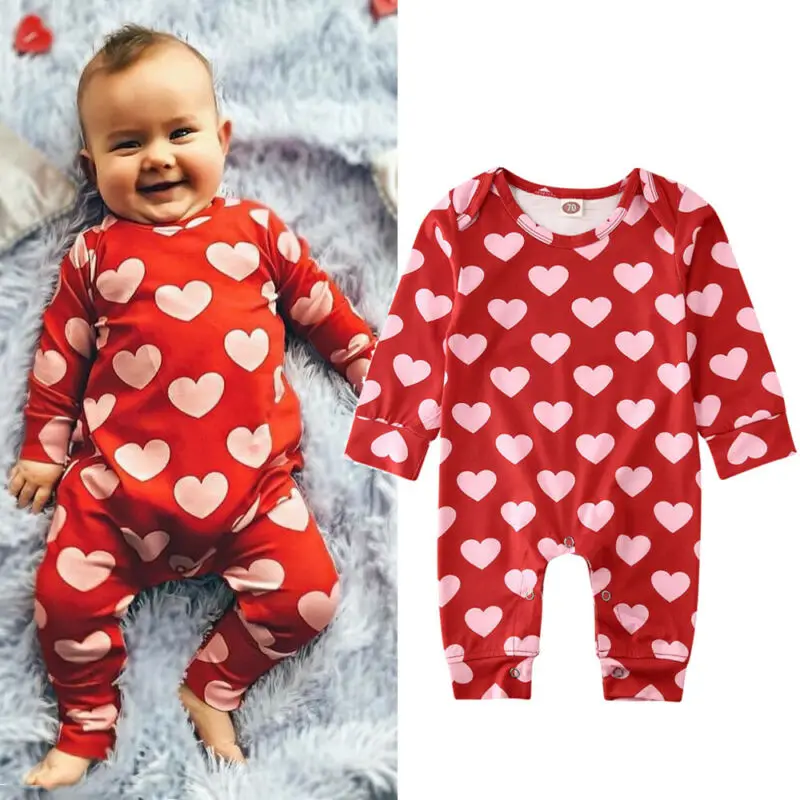 Новая модная одежда для новорожденных девочек на День Святого Валентина