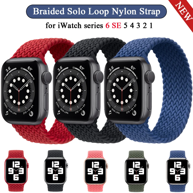 

Braided Solo Loop Nylon Strap for Apple Watch 6 Se Band for IWatch Serie 5 4 3 Elastic Belt Bracelet 38mm 40mm 42mm 44mm