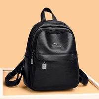 women s pu backpack 2021 new high quality soft leather leisure travel large capacity school bags black for school teenage girls