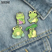 xedz cartoon frog enamel brooch strawberry guitar lotus leaf umbrella frog cute badge fashion lapel pin animal 2021 jewelry gift