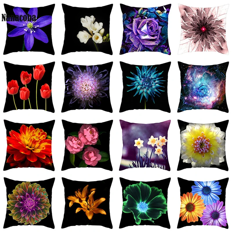 Наволочки с цветущими черными растениями наволочки для подушек чехол спальни