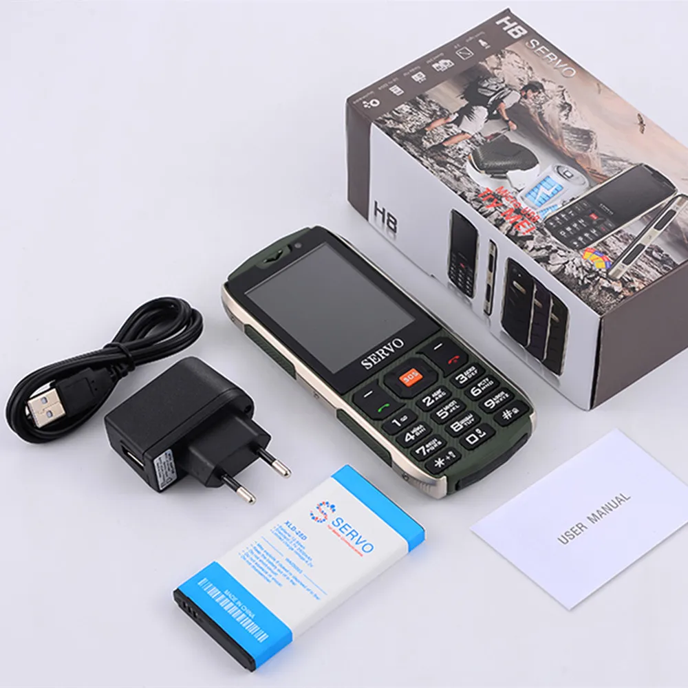

SERVO H8 2.8inch 4 SIM Card 4 Standby Bluetooth Flashlight GPRS 3000mAh Power Bank Mobile Phone Russian Language Keyboard
