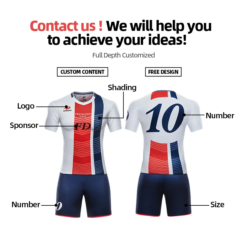 

New Sublimation Custom Blank Jerseys Soccer Sets Camiseta Futbol 2020 Breathable Quick Dry Sport Wear Football Uniform