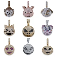jinao personality iced out cubic zirco devil pig dog monkey heart smile pendant necklace hip hop jewelry for gifts