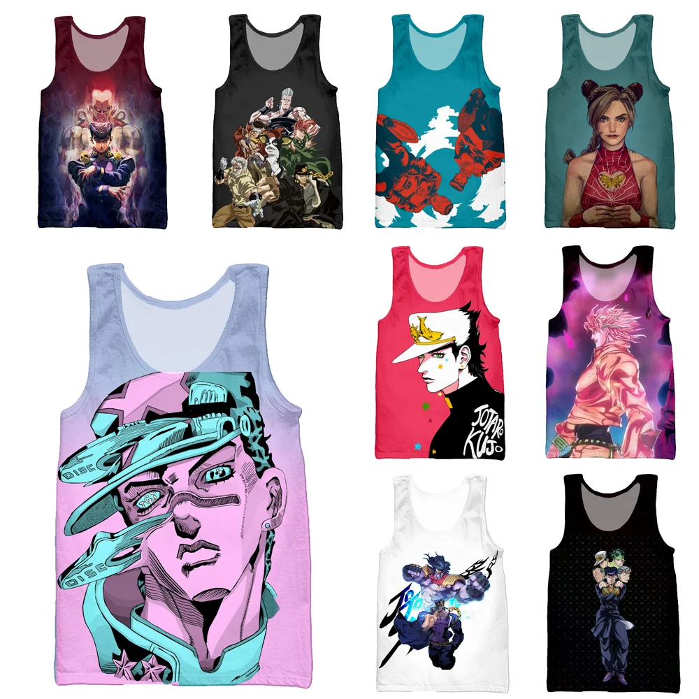 

HOXIXIB 3D Print Japan Comics JoJo Bizarre Adventure Vest Men Tees Women Anime Tank Tops Jonathan Joestar Sleeveless Undershirt