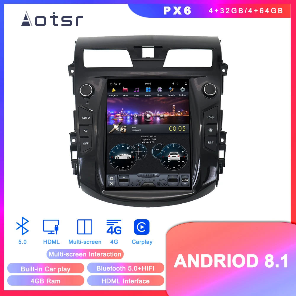 Автомобильный мультимедийный блок Tesla style Android 8 1 gps навигация DVD для Nissan Teana 2013