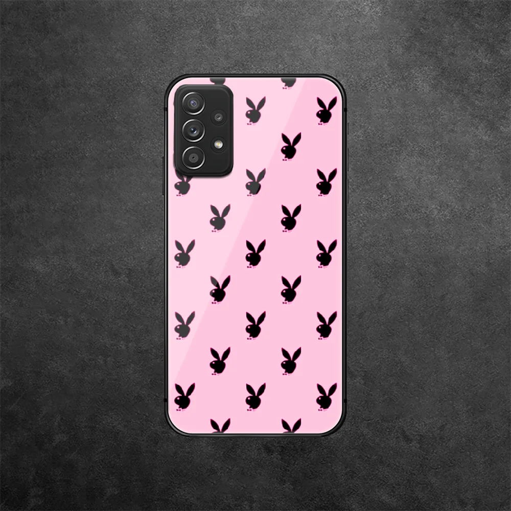 

Rabbit Brand Playboy Tempered Glass Phone Case Cover For Samsung Galaxy A 10 12 20 E 21 30 32 50 40 51 52 70 71 72 S Prime Black
