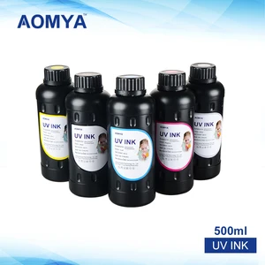 aomya 5500ml led curable uv ink for uv flatbed printer for epson 1390 1400 1410 l800 r290 r330 print on hard material 3d effect free global shipping